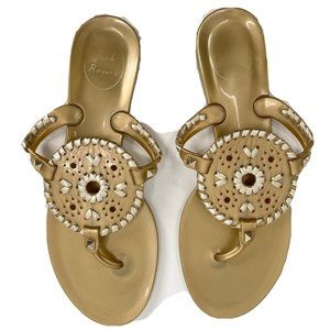 Jack Rogers Gold Jelly Thong Sandals Sz 8 Medallion